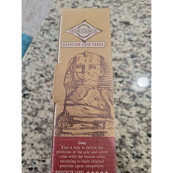 Egyptian Coin Trade Wood Brainteaser Puzzle by True Genius, New, 14+ - Picture 3 of 7